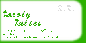 karoly kulics business card